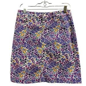 TALBOTS Purple Floral Stretch Denim Skirt, Size 4